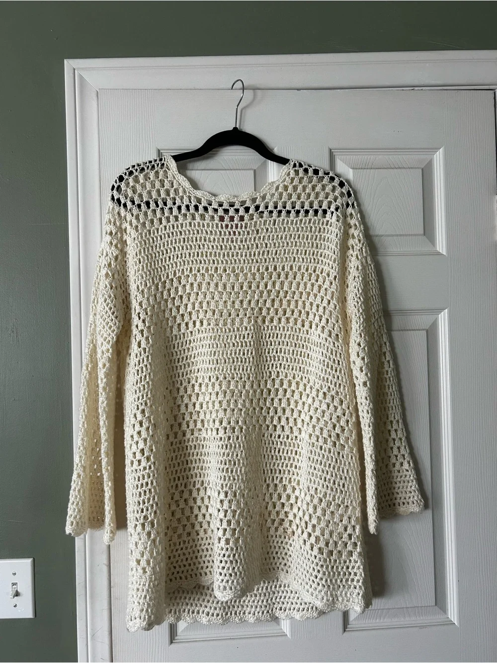 Paula Pullover Coverup in White Crochet